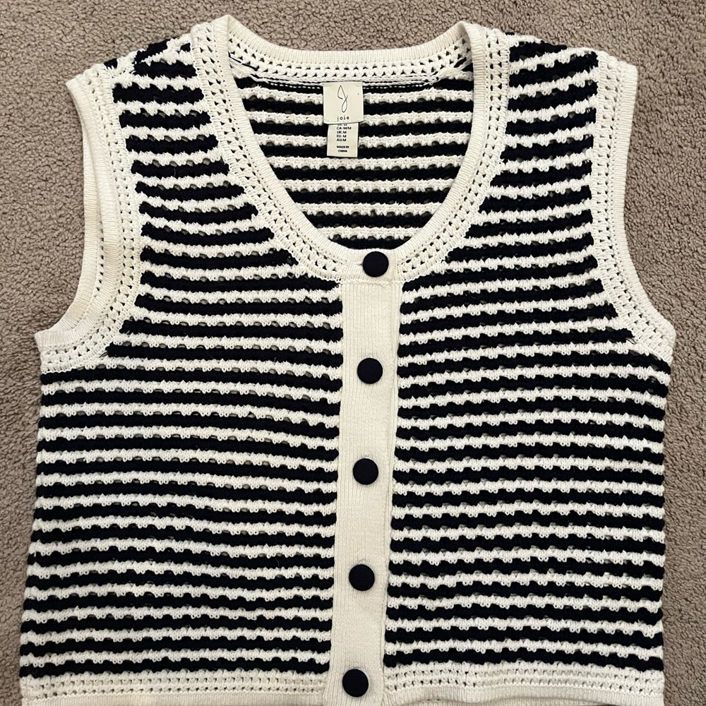 Joie Blue and White Striped Knit Top
